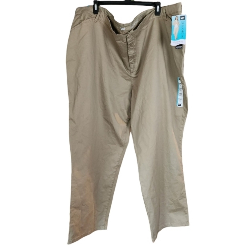 Lee Women's‎ All Day Pants Relaxed Fit Straight Leg Flax Khaki Plus 30W NWT